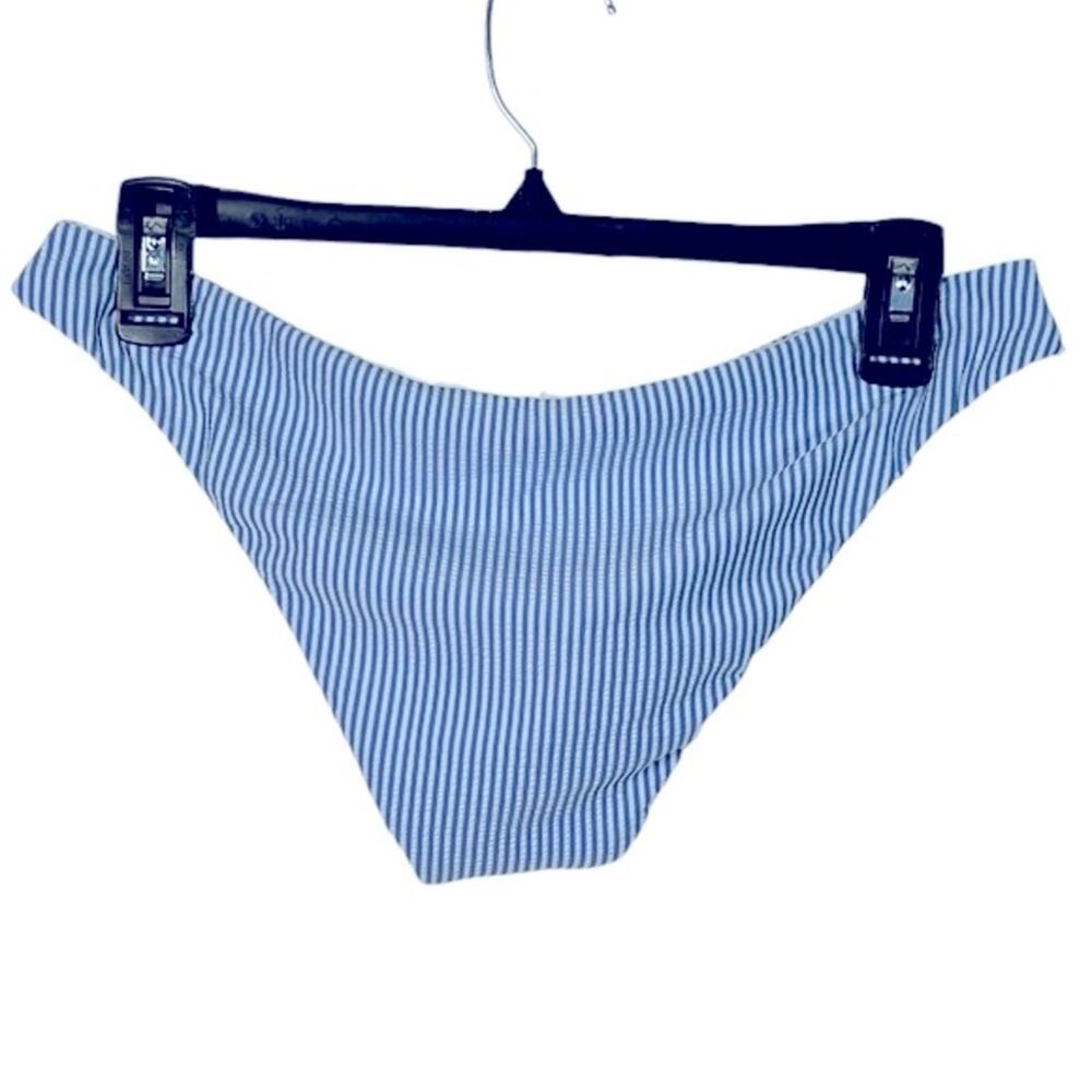 J.Crew Seersucker Hipster Bikini Bottom Medium Blue White Nautical Swimwear - Picture 5 of 11